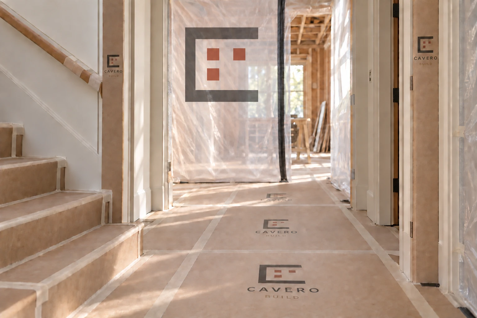 Protected floors, stairs and doorways during renovation